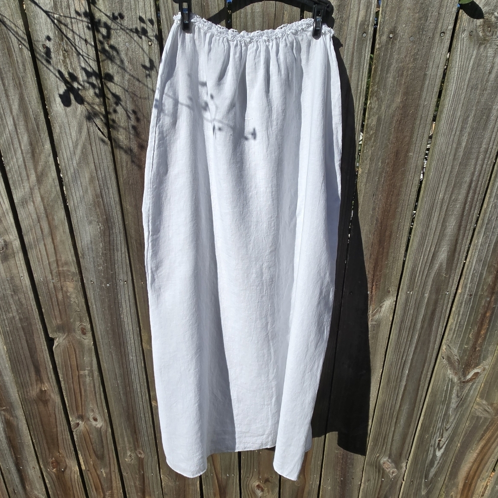 White Linen Maxi Slip Skirt Small